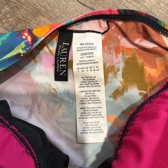 NWT!! Ralph Lauren Black Label - Halter High Neck Tankini Swim Top - Multi - 4 - Picture 7 of 8